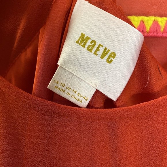 Anthropologie Maeve Edie Vibrant Poppy Red Pleated Swing Dress Womens Size 10 - Picture 4 of 5